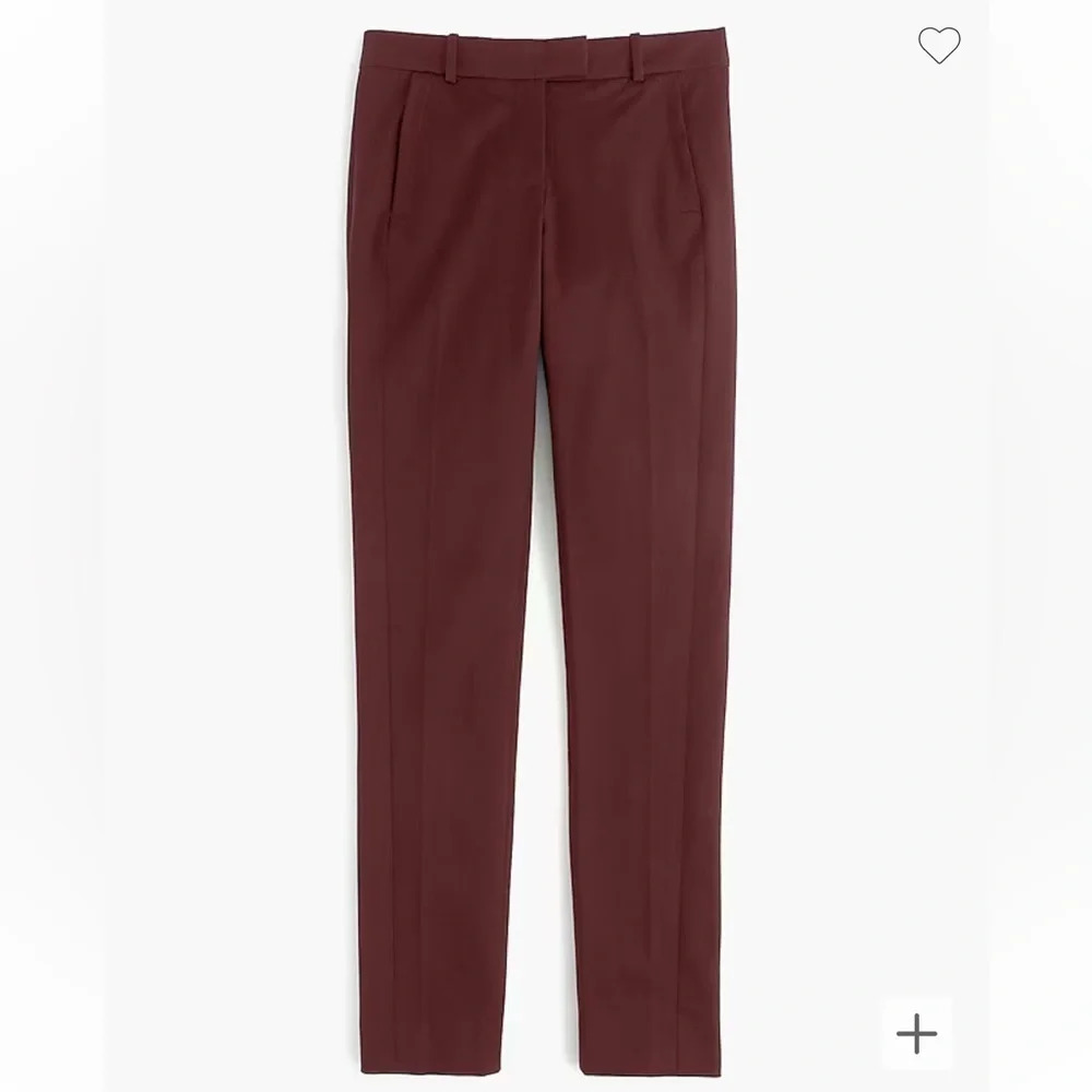 J. Crew Women’s Maddie Two Way Stretch Cotton Ankle Pants Maroon‎ Size 8T NWT